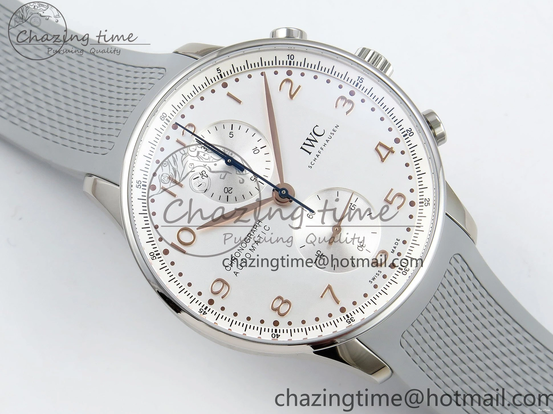 MIROTIME 0403 Portuguese Chrono IW3716 Z+F 1:1 Best Edition White Dial on Gray Rubber Strap A WrinkleFree 7014